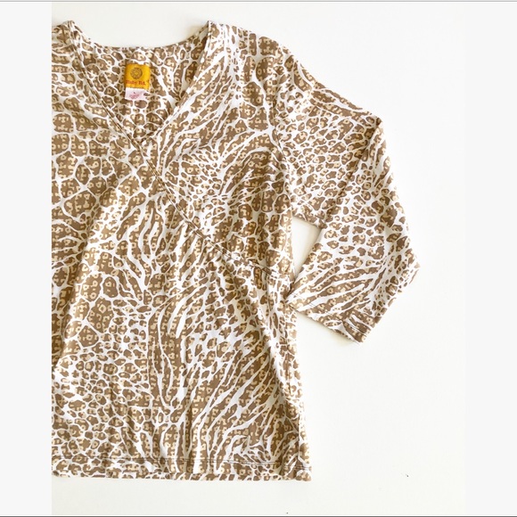 🔴 Ruby Rd. Animal Cheetah Safari Print Knit Top - Picture 2 of 5
